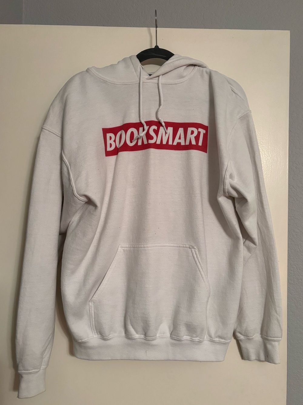 Olivia Wilde’s Booksmart White Hoodie with Red Logo - Men's Casual Pullover